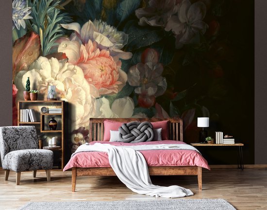 Fotobehang - Vlies Behang - Kleurrijke Pioenrozen en Bloemen - 368 x 254 cm