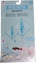 Honeycomb - Feestdecoratie - Zacht blauw - 2 stuks - 20-30 cm