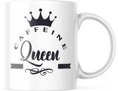 Mok met tekst: Caffeine Queen | Grappige mok | Grappige Cadeaus | Koffiemok | Koffiebeker | Theemok | Theebeker