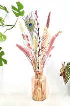 Droogbloemen met vaas - Droogbloemen boeket - Vaas met droogbloemen - Droogbloemen cadeau - Natuurlijk Bloemen
