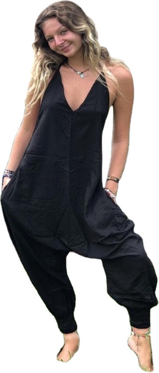 Sankalpa Jumpsuit dames volwassenen - Ibiza Style - zwangerschapsbroek - Harembroek dames - Jumpsuit zwart - One size