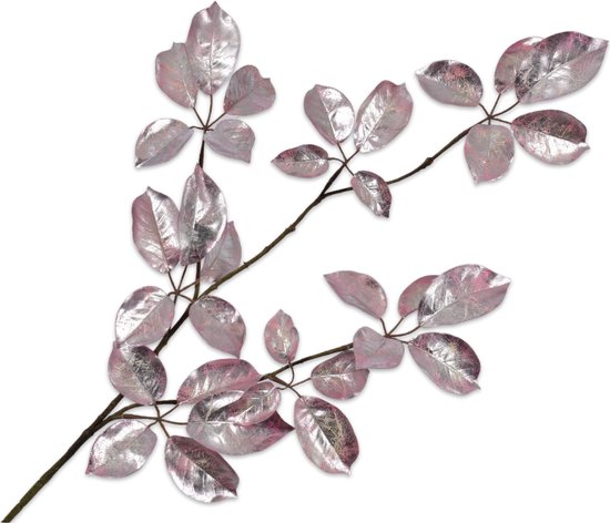 Silk-ka Kunstbloem-Zijde Bloem Blad Tak Zilver Roze 91 cm Voordeelaanbod Per 2 Stuks