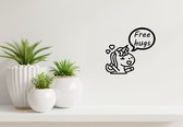 Stickerheld - Muursticker Free hugs - Woonkamer - Eenhoorn/Unicorn - Cadeau - Mat Zwart - 27.5x29.6cm