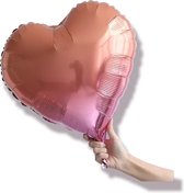 Folieballon roze hart met verloop 40 cm Kindercrea