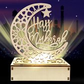 Eid Mubarak 19 cm Led-lampje | Ramadan maan LED verlichting | festival decoratieve lampen |mubarak, maan, led-licht, tafel, acrylglas lamp voor thuisfeest,