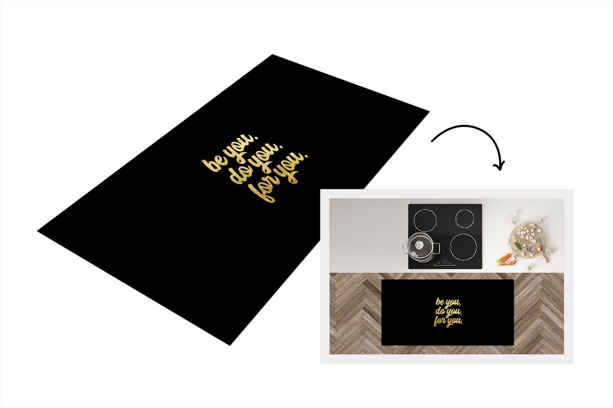 KitchenYeah Keukenloper - Loper keuken - Quote - Zelfvertrouwen - Goud - Zwart - 120x60 cm - Keukenloper vinyl Multicolor