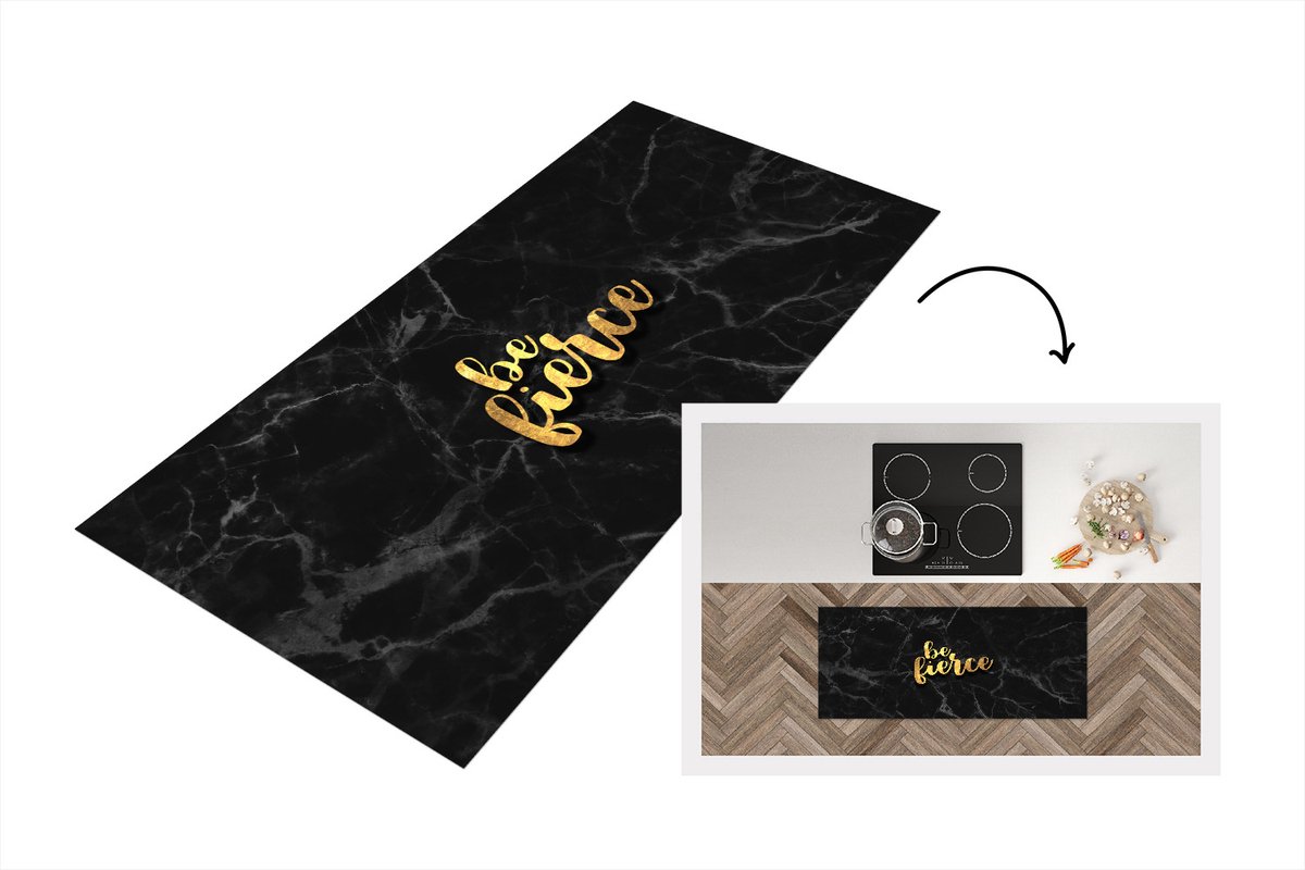 Keukenloper - Loper keuken - Quotes - Motivatie - Goud - Marmer - 120x50 cm - Keukenloper