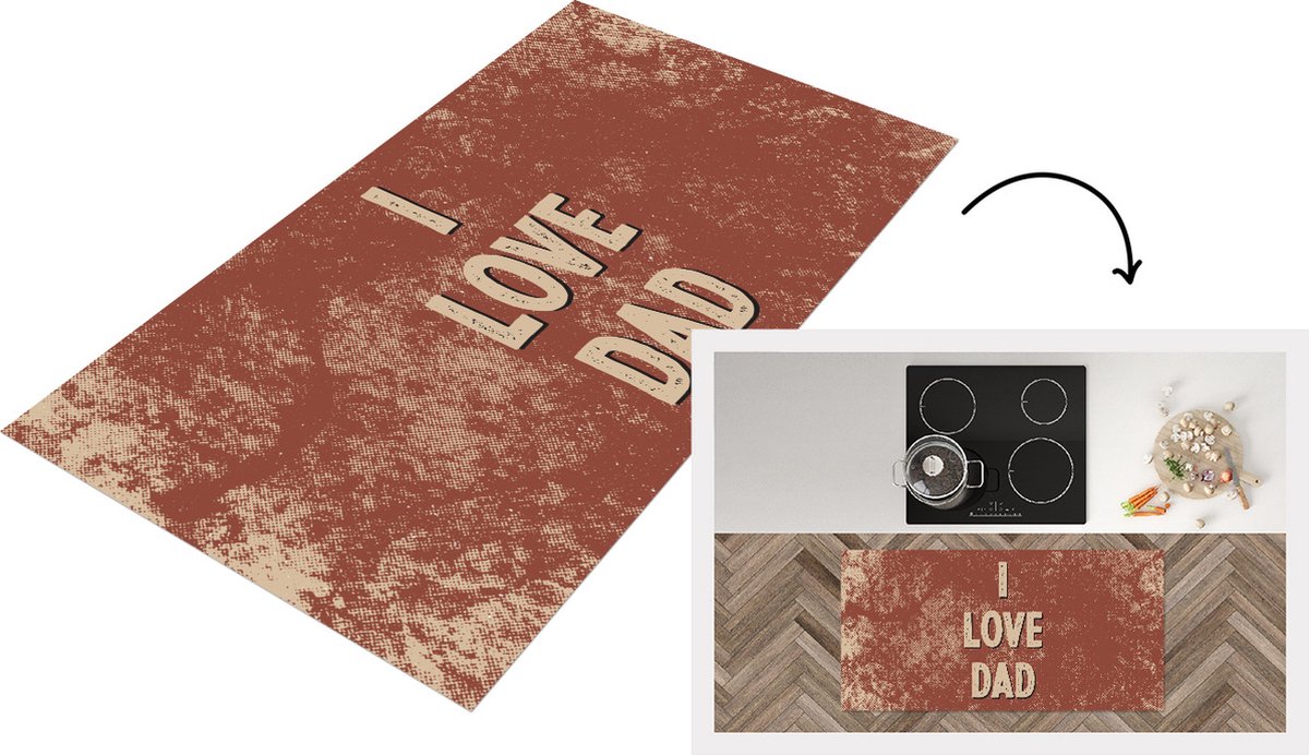 KitchenYeah Keukenloper - Loper keuken - Cadeautje - Vaderdag - Papa - Spreuken - I love dad - Quote - 120x60 cm - Keukenloper vinyl Multicolor