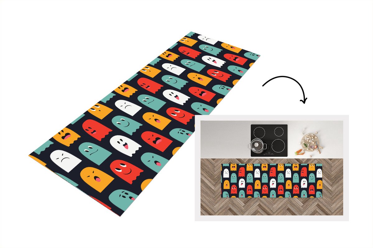 KitchenYeah Keukenloper - Loper keuken - Patroon - Pacman - Games - Spook - Keukenloper vinyl multicolor, foto 5