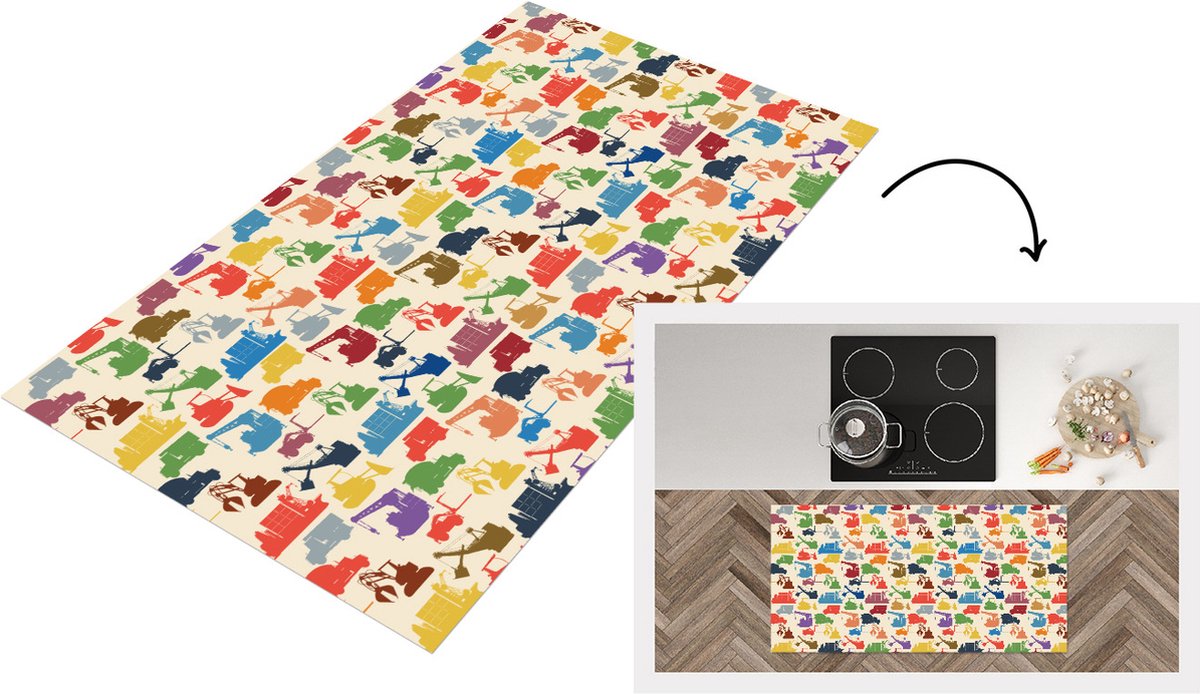 KitchenYeah Keukenloper - Loper keuken - Patronen - Kraan - Boot - 120x60 cm - Keukenloper vinyl Multicolor