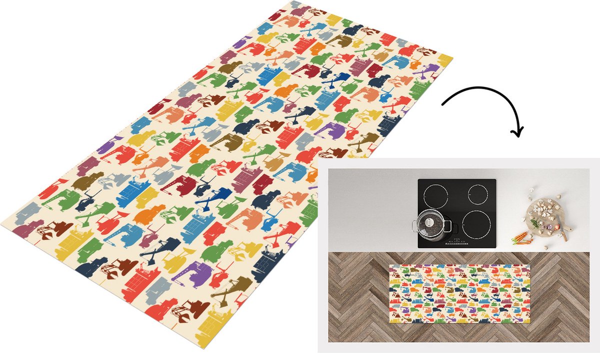 KitchenYeah Keukenloper - Loper keuken - Patronen - Kraan - Boot - 120x50 cm - Keukenloper vinyl Multicolor