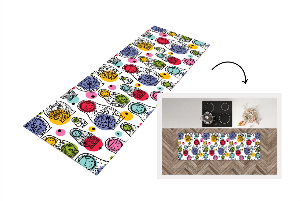 KitchenYeah Keukenloper - Loper keuken - Matroesjka - Patronen - Baby - Keukenloper vinyl multicolor, foto 7