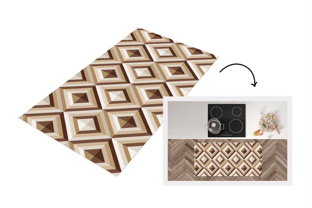 KitchenYeah Keukenloper - Loper keuken - Retro - Ster - Design - 120x60 cm - Keukenloper vinyl Multicolor