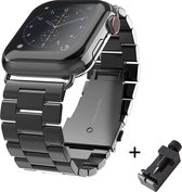 Swissten Metalen Horlogeband geschikt voor Apple Watch - 42-44-45  mm - Inclusief Horlogeband Inkorter - Zwart
