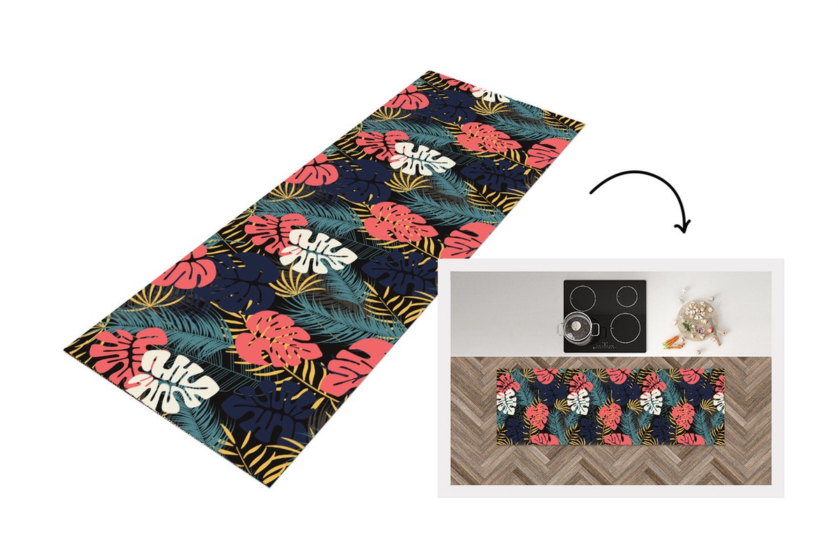 KitchenYeah Keukenloper - Loper keuken - Flora - Goud - Patronen - Hawaii - Tropisch - Keukenloper vinyl, foto 4