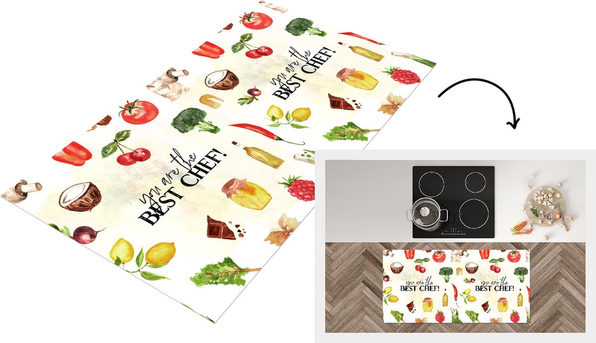 KitchenYeah Keukenloper - Loper keuken - Tekst - You are the best chef - Koken - Eten - Kok - Keuken - Hobby - Spreuken - 120x60 cm - Keukenloper vinyl Multicolor