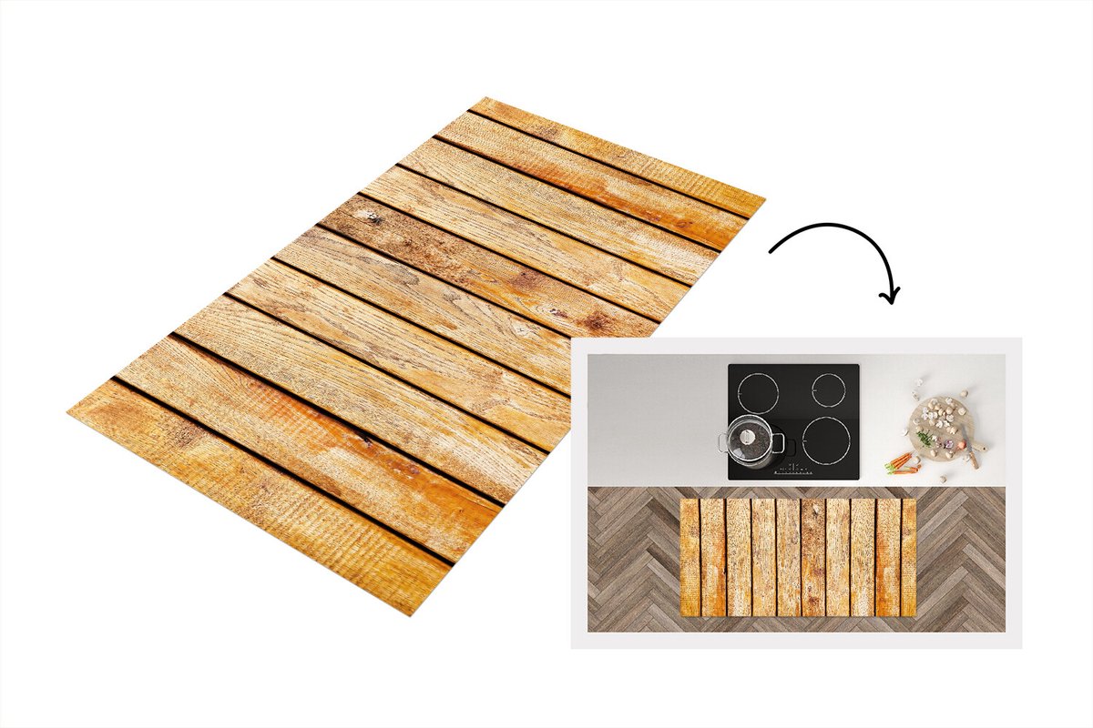 KitchenYeah Keukenloper - Loper keuken - Hout - Plank - Vloer - Keukenloper vinyl, foto 2
