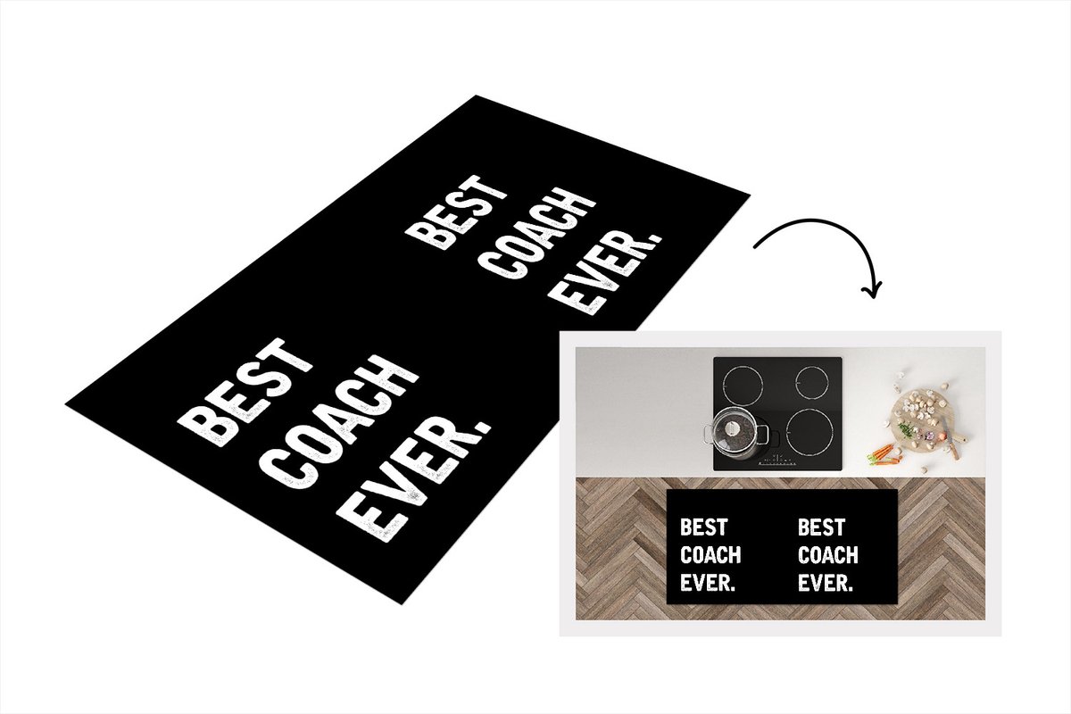 KitchenYeah Keukenloper - Loper keuken - Quotes - Beste - Coach - 120x60 cm - Keukenloper vinyl Multicolor