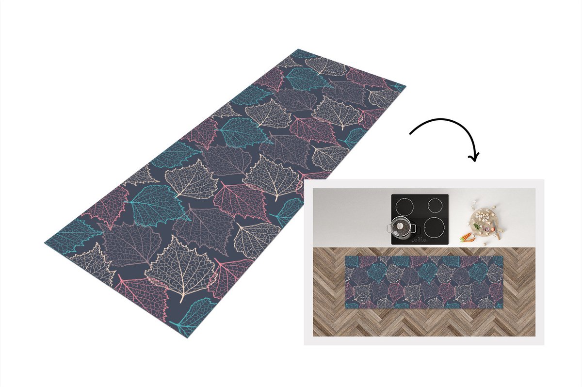 KitchenYeah Keukenloper - Loper keuken - Herfst - Patronen - Bladeren - 180x60 cm - Keukenloper vinyl Multicolor