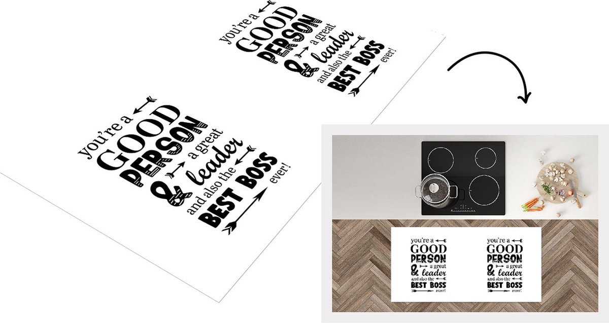 KitchenYeah Keukenloper - Loper keuken - Quotes - Boss - Werk - 120x60 cm - Keukenloper vinyl Multicolor