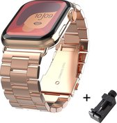 Swissten Metalen Horlogeband geschikt voor Apple Watch - 42-44-45  mm - Inclusief Horlogeband Inkorter - Rosé goud