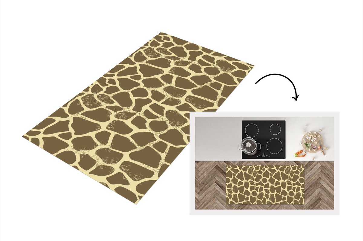 KitchenYeah Keukenloper - Loper keuken - Patroon - Giraf - Vacht - 120x60 cm - Keukenloper vinyl Multicolor