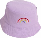 Kinder Bucket Hat - Paars | Regenboog | 52 cm | Tweezijdig / Reversible | Fashion Favorite