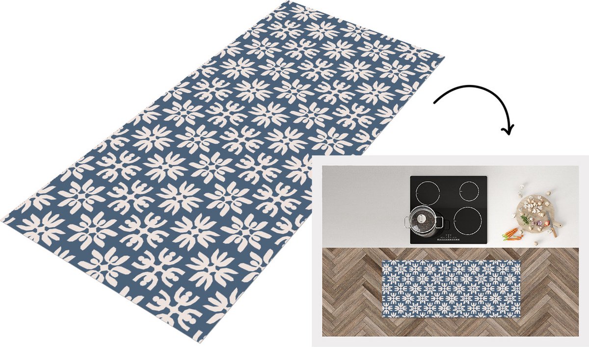 KitchenYeah Keukenloper - Loper keuken - Bloemen - Sneeuw - Winter - Design - 120x50 cm - Keukenloper vinyl Multicolor