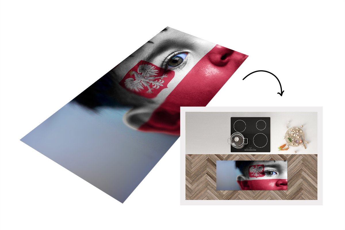 KitchenYeah Keukenloper - Loper keuken - Vlag van Polen - 120x50 cm - Keukenloper vinyl Multicolor