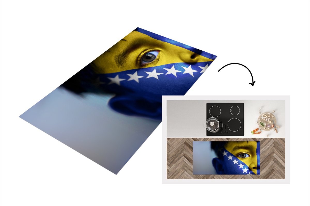 KitchenYeah Keukenloper - Loper keuken - Vlag van Bosnië en Herzegovina - 120x60 cm - Keukenloper vinyl Multicolor