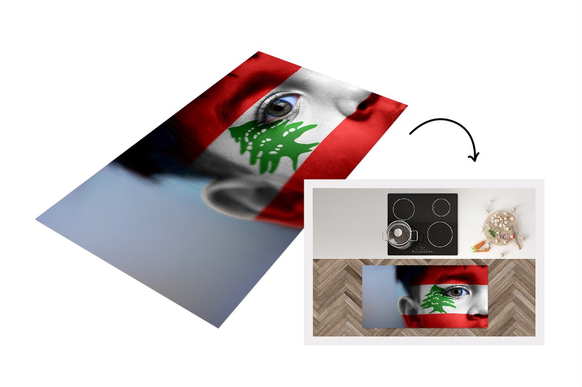 KitchenYeah Keukenloper - Loper keuken - Vlag van Libanon - 120x60 cm - Keukenloper vinyl Multicolor