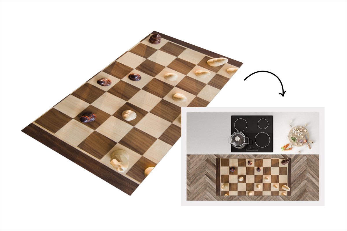 KitchenYeah Keukenloper - Loper keuken - Een schaakbord vol met stukken - Keukenloper vinyl multicolor, foto 2