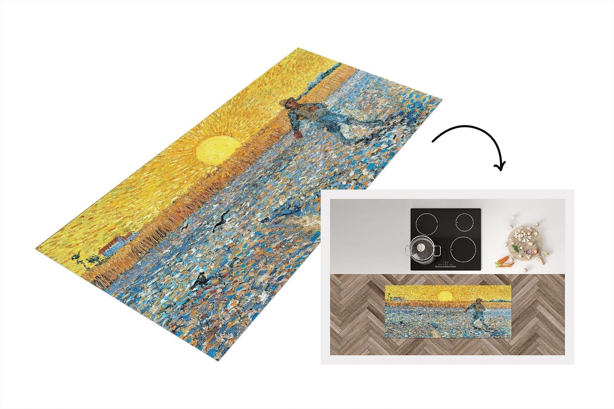 KitchenYeah Keukenloper - Loper keuken - De zaaier - Vincent van Gogh - Keukenloper vinyl Multicolor