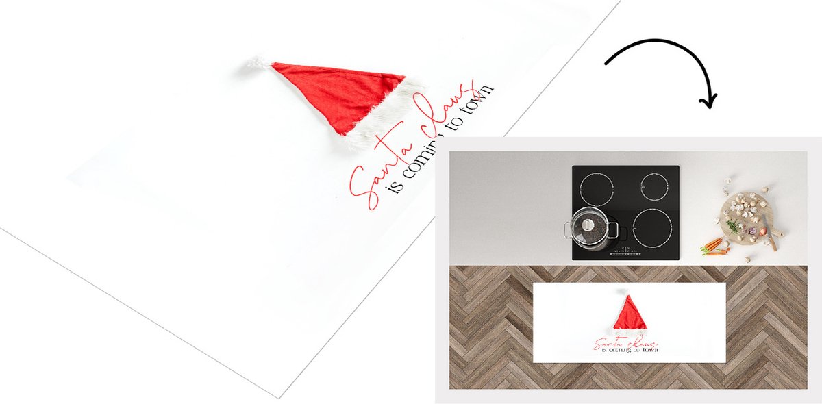 KitchenYeah Keukenloper - Loper keuken - Winter - Quote - Kerstmuts - 120x50 cm - Keukenloper vinyl Multicolor