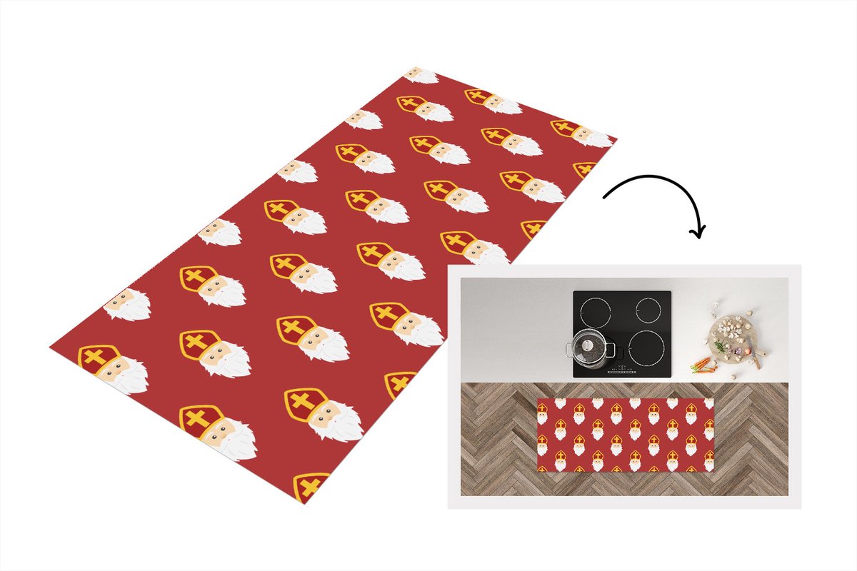 KitchenYeah Keukenloper - Loper keuken - Sint - Sinterklaas - Kinderen - 120x50 cm - Keukenloper vinyl Multicolor