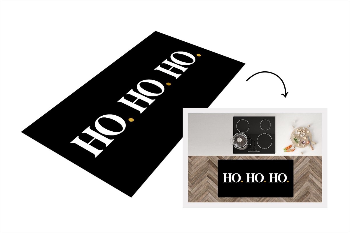 KitchenYeah Keukenloper - Loper keuken - Ho ho ho - Kerstmis - Kerstman - Quotes - Spreuken - 120x60 cm - Keukenloper vinyl Multicolor