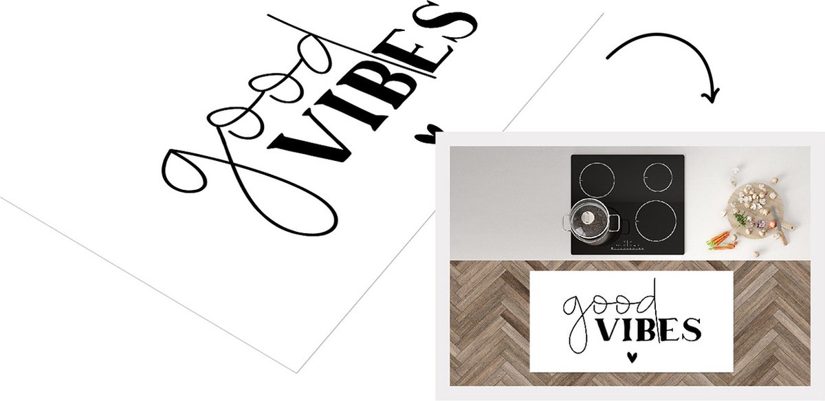 KitchenYeah Keukenloper - Loper keuken - Spreuken - Good vibes - Quotes - 120x60 cm - Keukenloper vinyl Multicolor