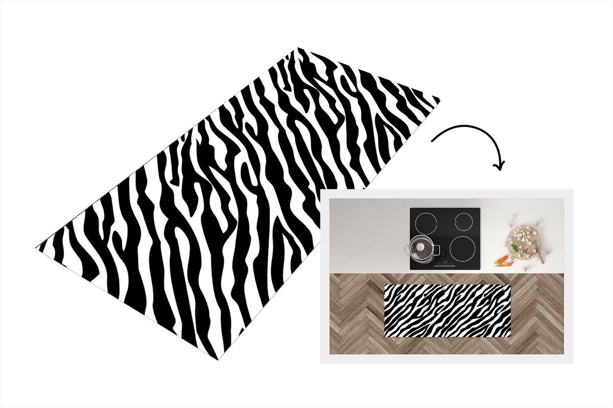 KitchenYeah Keukenloper - Loper keuken - Dieren - Zebra - Design - 120x50 cm - Keukenloper vinyl Multicolor