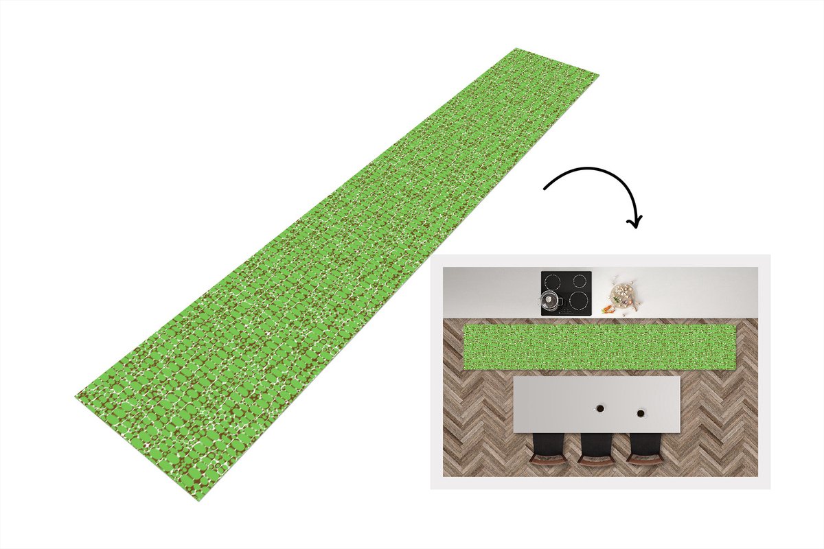 KitchenYeah Keukenloper - Loper keuken - Krokodil - Structuur - Patronen - Groen - 300x50 cm - Keukenloper vinyl Multicolor