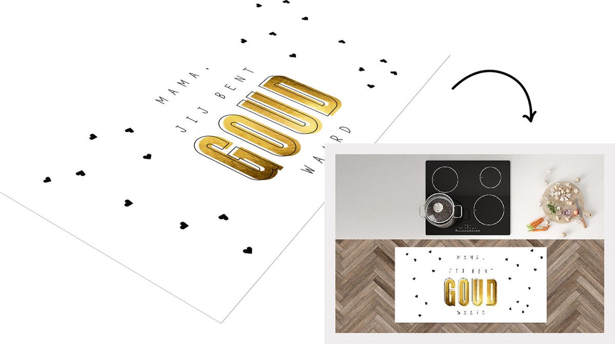 KitchenYeah Keukenloper - Loper keuken - Spreuken - Mama jij bent goud waard - Quotes - Mama - 120x60 cm - Keukenloper vinyl Multicolor