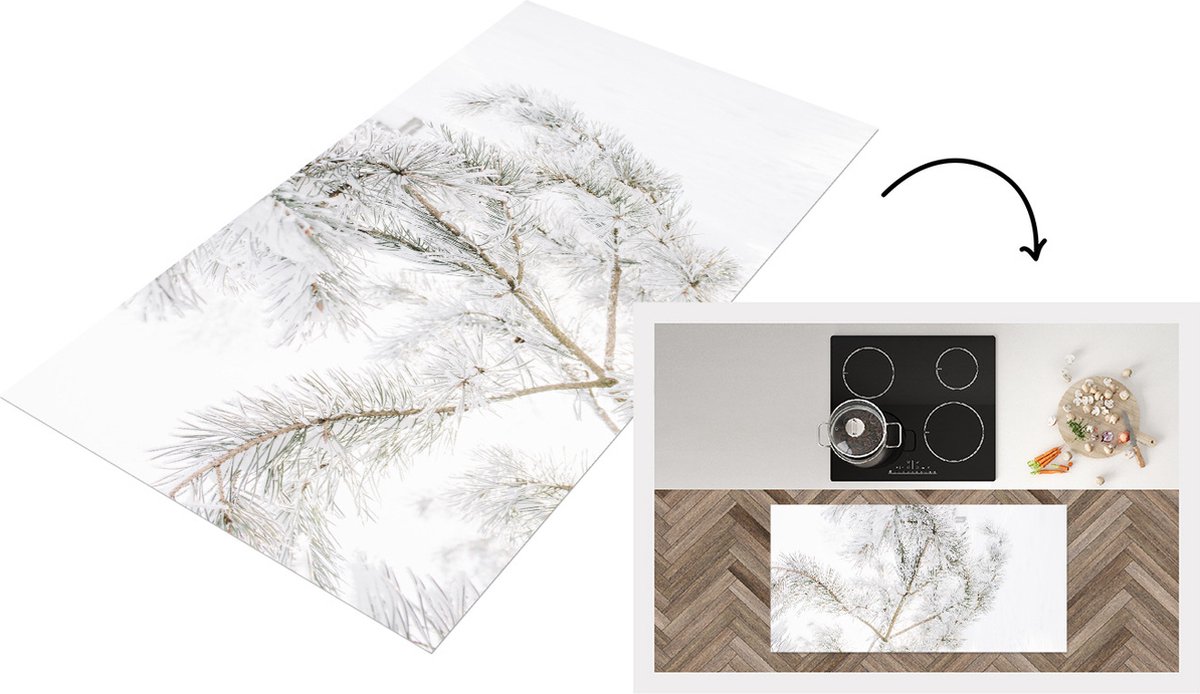 KitchenYeah Keukenloper - Loper keuken - Winter - Sneeuw - Takken - 120x60 cm - Keukenloper vinyl Multicolor