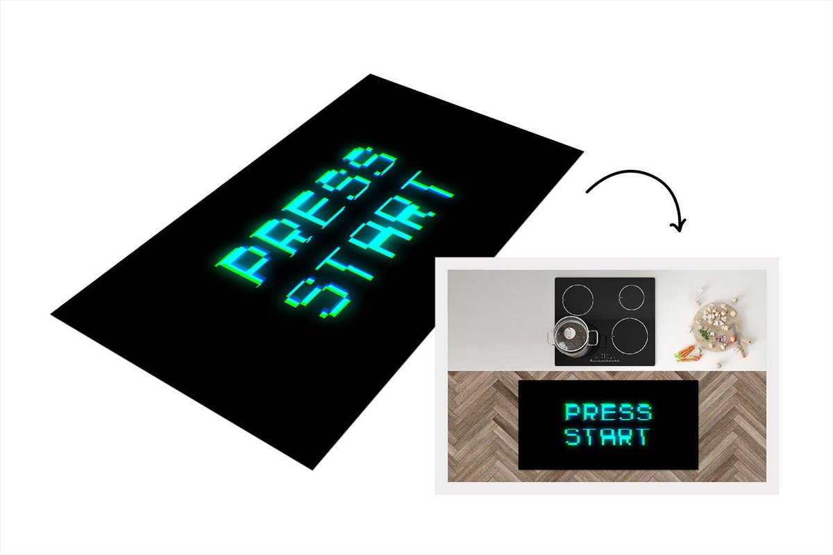 KitchenYeah Keukenloper - Loper keuken - Gaming - Arcade - Start - 120x60 cm - Keukenloper vinyl Multicolor