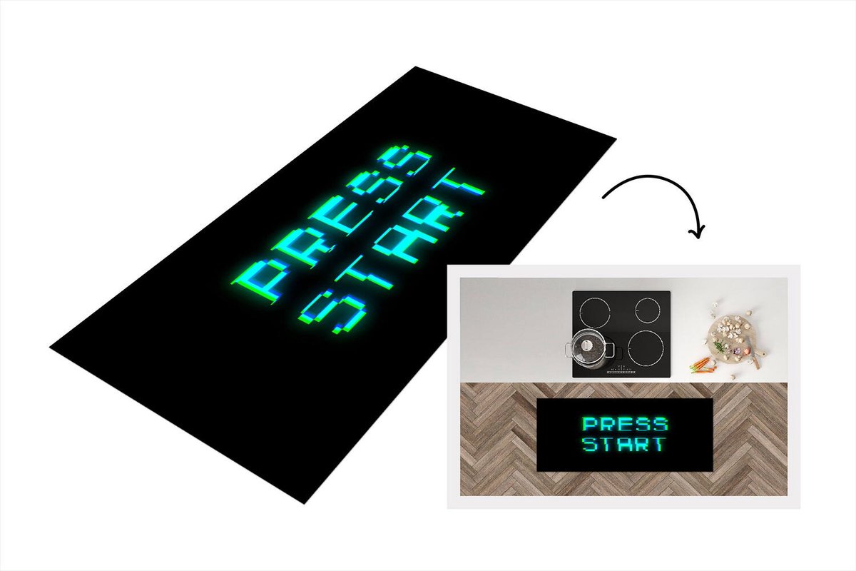 KitchenYeah Keukenloper - Loper keuken - Gaming - Arcade - Start - 120x50 cm - Keukenloper vinyl Multicolor