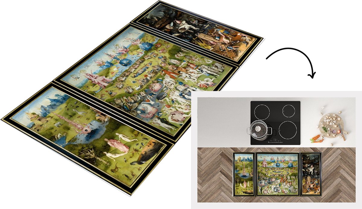 KitchenYeah Keukenloper - Loper keuken - Tuin der lusten - schilderij van Jheronimus Bosch - 120x60 cm - Keukenloper vinyl Multicolor
