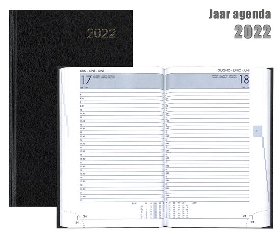 Brepols Bureau Agenda 2022 1 dag per pagina (20cm x 13cm) ZWART | bol.com