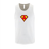 Witte Tanktop met print van "letter A “ Superman “ Logo print Rood / Geel size S
