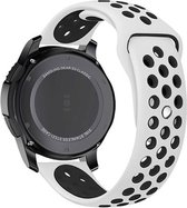 Strap-it Smartwatch bandje 20mm - sport bandje geschikt voor Samsung Galaxy Watch 42mm / Active / Active2 - 40 & 44mm / Galaxy Watch 3 41mm / Galaxy Watch 4 / 4 Classic / Galaxy Watch 5 / 5 Pro / Galaxy Watch 6 / 6 Classic / Gear Sport - wit/zwart