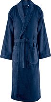 Badjas - velours katoen - donkerblauw - sjaalkraag badjas sauna - L/XL - Unisex