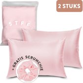 STFF & Co® Satijnen Kussensloop – 2 Stuks – Anti Age Silk – Satijn Haarverzorging – Krullend Haar Producten – Huidverzorging – 60x70 cm – Roze
