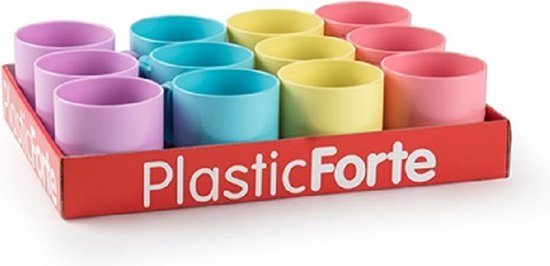 Drinkbekers - 12x stuks - gekleurd - 320 ml - stevig kunststof - limonade bekers - campingservies — afbeelding 4